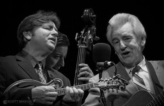 A black and white phot of the Travelin' McCourys live