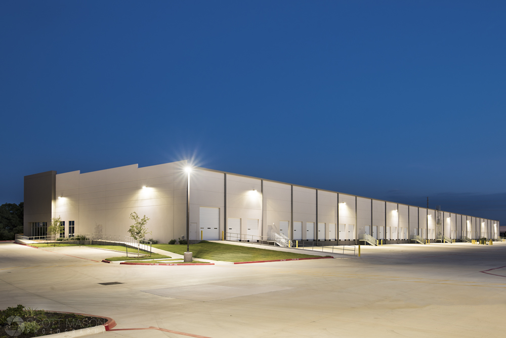 a twilight photo of Commerce Center South in Austin, Building 10