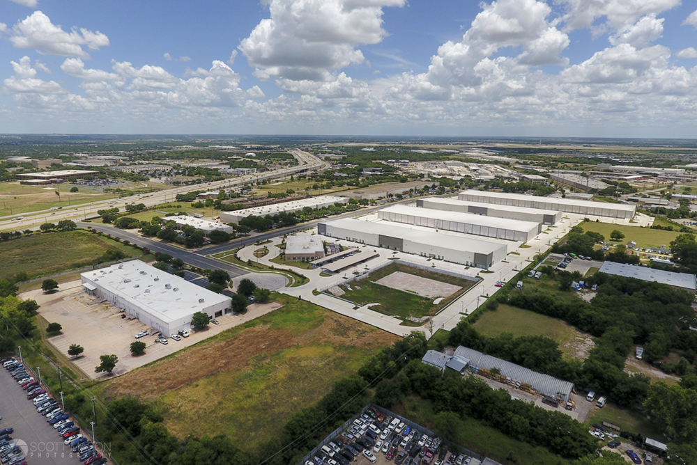 an aerial photo showing Commerce Center South in Austin