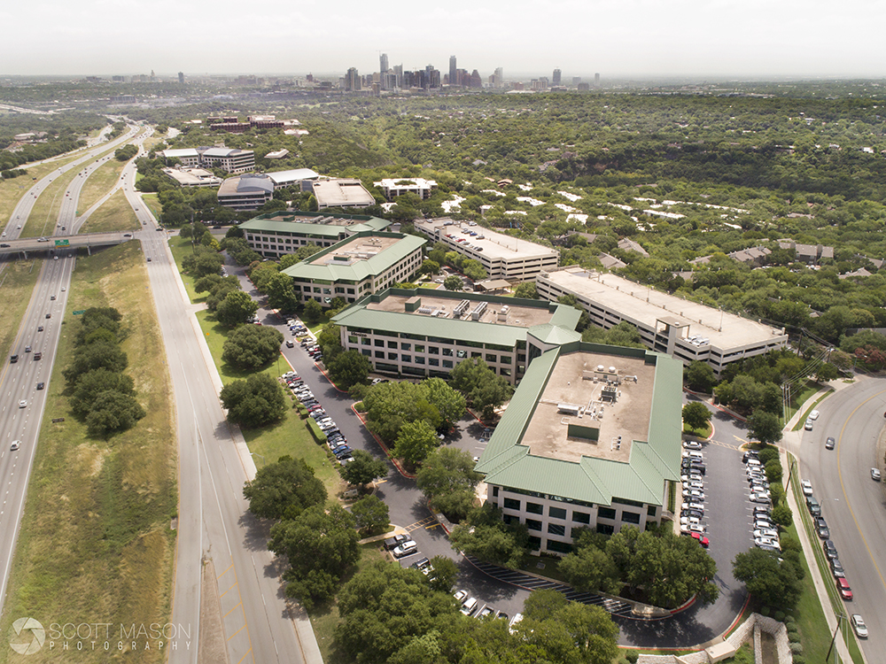 an aerial drone photo of Barton Skyway in Austin, Texas