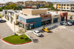 an aerial photograph of an shopping center in Austin