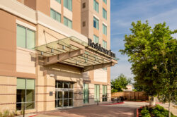 Exterior photo of the Residence Inn Houston at NRG Park at daytime