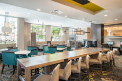 Dining area of the Residence Inn Houston at NRG Park
