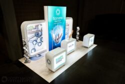 elevated view of a medical trade show booth