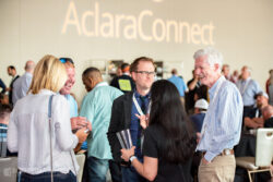 a candid crowd shot at a conference's reception dinner