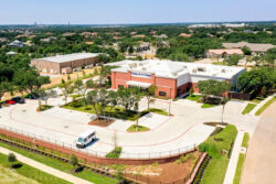 a drone photograph of a daycare in Austin
