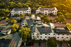an aerial photograph of a medical complex in Austin